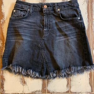 7 For All Mankind Black Distressed Jean Skirt